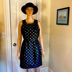 JCREW black dress with silver polka dots